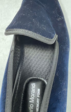 Load image into Gallery viewer, Carlo Morandi Mens Blue Velvet Round Toe Slip-On Loafer Shoes Size 11D