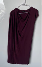 Load image into Gallery viewer, Hugo Boss Womens Burgundy Cap Sleeve Cowl Neck Mini Dress Size L Missing Belt