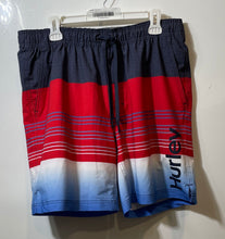 Load image into Gallery viewer, Hurley Mens Multicolor Striped Elastic Waist Volley Swim Trunks Shorts Size XL