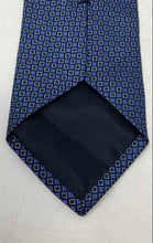 Load image into Gallery viewer, Alby Mens Blue Geometric Print Silk Keeper Loop Adjustable Formal Pointed Tie