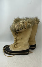 Load image into Gallery viewer, Sorel Womens Beige Black Suede Fur Trim Lace-Up Winter Snow Boots Size 8