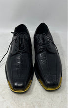 Load image into Gallery viewer, Milano Moda Mens Black Leather Square Toe Lace-Up Oxford Dress Shoes Size 12