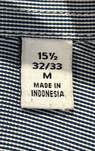 Load image into Gallery viewer, Calvin Klein Mens Gray Striped Slim Fit Stretch Long Sleeve Dress Shirt Size M
