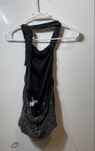 Load image into Gallery viewer, Zara Womens Black Silver Sparkly Draped Ruched Short Bodycon Dress Size XS