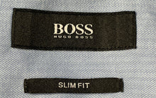 Load image into Gallery viewer, Hugo Boss Mens Blue Cotton Long Sleeve Slim Fit Formal Dress Shirt Size 16