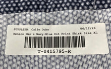 Load image into Gallery viewer, Benson Mens Navy Blue Dot Printed Long Sleeve Collared Button-Up Shirt XL W/Tags