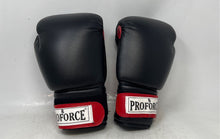 Load image into Gallery viewer, Pro Force Black Red Adjustable Cuff Indoor Sports Boxing Gloves 10 Oz