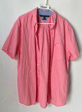 Load image into Gallery viewer, Tommy Hilfiger Mens Pink Striped Short Sleeve Classic Fit Button-Up Shirt Sz XL