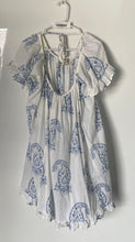 Load image into Gallery viewer, Zen Ethic Womens White Blue Paisley Scoop Neck Short Sleeve Mini Dress Size TU
