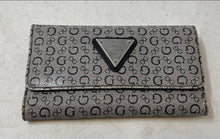 Load image into Gallery viewer, Guess Womens Gray Black Monogram Print Horizontal Flap Fold Over Trifold Wallet