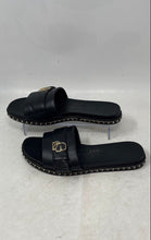 Load image into Gallery viewer, Karl Lagerfeld Womens Black Leather Charm Open Toe Slip-On Slide Sandals Size 6M