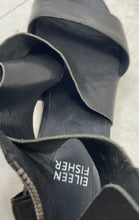 Load image into Gallery viewer, Eileen Fisher Womens Black Leather Back Zip Platform Strappy Sandals Size 6.5