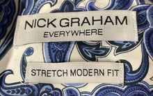 Load image into Gallery viewer, Nick Graham Mens Blue Printed Long Sleeve Dress Shirt Size Medium