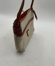 Load image into Gallery viewer, Dooney & Bourke Womens Cream Brown Pebbled Leather Zipper Crossbody Bag