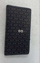 Load image into Gallery viewer, Fossil Womens Black Brown Monogram Print ID Window Card Holder Bifold Wallet