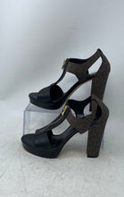 Load image into Gallery viewer, Michael Kors Womens Brown Black Berkley T-Strap Platform Sandals Size 7.5M