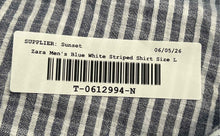 Load image into Gallery viewer, Zara Mens Gray White Striped Print Collared Long Sleeve Button-Up Shirt Size L
