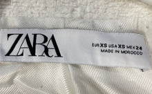Load image into Gallery viewer, Zara Womens White Black Tweed Long Sleeve Pockets Button Front Jacket Size XS