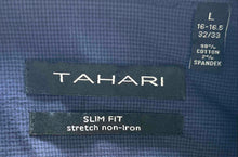 Load image into Gallery viewer, Tahari Mens Blue Long Sleeve Slim Fit Stretch Non-Iron Dress Shirt Size L w/ Tag