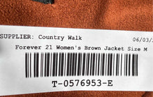 Load image into Gallery viewer, Forever 21 Womens Brown Long Sleeve Belted Waist Zipper Pockets Biker Jacket M