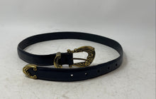 Load image into Gallery viewer, Talbots Womens Blue Genuine Leather Gold-Tone Ornate Buckle Dress Belt