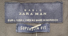 Load image into Gallery viewer, Zara Mens Dark Gray Long Sleeve Super Slim Fit Button-Up Shirt Size L With Tag