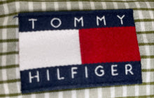 Load image into Gallery viewer, Tommy Hilfiger Mens Green White Striped Long Sleeve Dress Shirt Size 15 1/2