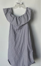Load image into Gallery viewer, Banana Republic Womens Gray White Striped Off The Shoulder Shift Dress Size 0