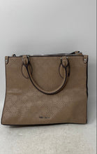 Load image into Gallery viewer, Nine West Womens Brown Monogram Embossed Shoulder Strap Satchel Handbag