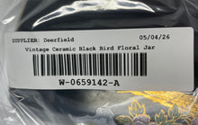 Load image into Gallery viewer, Black Ceramic Floral & Bird Hexagonal Shaped Signed Decorative Vase Collectible