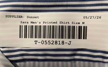 Load image into Gallery viewer, Zara Mens White Blue Striped Print Long Sleeve Slim Fit Button-Up Shirt Size M
