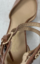 Load image into Gallery viewer, Michael Kors Womens Brown Patent Leather Pointed Toe Ankle Strap Heels Size 11