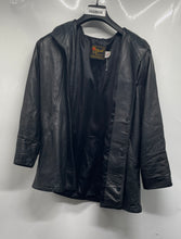 Load image into Gallery viewer, Reed Sportswear Mens Black Leather Long Sleeve Open Front Jacket Size Small