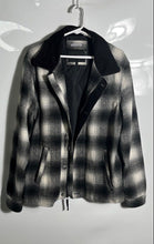 Load image into Gallery viewer, Madison Supply Mens Black White Plaid Long Sleeve Full-Zip Jacket Size Large