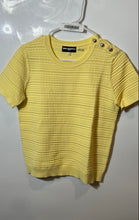 Load image into Gallery viewer, Karl Lagerfeld Womens Yellow Round Neck Short Sleeve Pullover Sweater Size Small