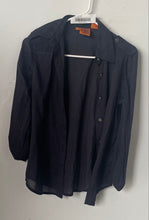 Load image into Gallery viewer, Tory Burch Womens Blue Cotton Collared Long Sleeve Button-Up Shirt Size 4