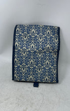 Load image into Gallery viewer, Adrienne Vittadini Womens Blue Damask Print Jewelry Toiletry Travel Makeup Bag