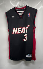 Load image into Gallery viewer, Adidas Mens Black Red Miami Heat Dwyane Wade #3 Basketball Jersey Size Small
