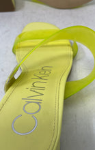 Load image into Gallery viewer, Calvin Klein Womens Neon Green Open Toe Block Slide Heels Size 9M