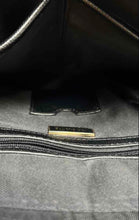Load image into Gallery viewer, Alfani Womens Black Pebbled Leather Adjustable Strap Flap Circle Lock Backpack