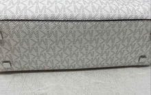Load image into Gallery viewer, Calvin Klein Womens White Signature Print Leather Detachable Strap Satchel Bag