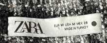 Load image into Gallery viewer, Zara Womens Black White Woven Tweed Plaid Back Zipper Mini Skirt Size Medium