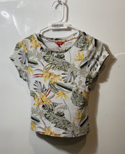 Load image into Gallery viewer, Guess Womens Multicolor Tropical Print Cap Sleeve Crew Neck T-Shirt Size Small