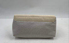 Load image into Gallery viewer, Bvlgari Parfums Womens Silver-Tone Cream Shimmer Magnetic Flap Cosmetic Bag