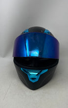 Load image into Gallery viewer, Crown Racing Mens Black Blue Full Face Motorcycle Helmet Size Large