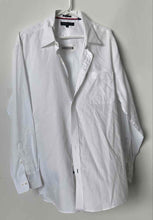 Load image into Gallery viewer, Tommy Hilfiger Mens White Long Sleeve Pockets Collared Dress Shirt Size 17 34-35