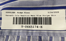 Load image into Gallery viewer, Kenneth Cole Reaction Mens Blue Striped Long Sleeve Dress Shirt Size XL