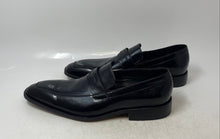 Load image into Gallery viewer, A-Zaro Mens Black Leather Slip-On Almond Toe Penny Loafer Shoes Size EUR 42