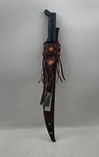 Load image into Gallery viewer, Imacasa Machete Fixed Blade Knife In Decorative Fringed Leather Sheath