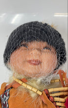 Load image into Gallery viewer, Vintage Heirloom Native American Porcelain Doll In Traditional Outfit With Tag